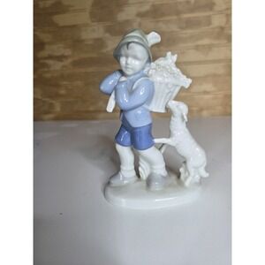 Vintage Figurine Boy W/Basket and Sheep Gerold Porzellana Bavaria 6 1/4" H